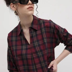 The Lifestyle Co. Checked Cotton Top